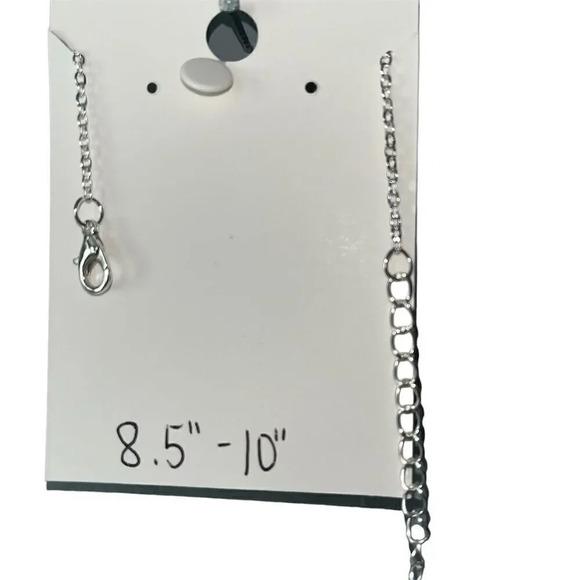 B1G1 Silver Olive Branch Pendant Anklet Adjustable Rolo Chain - Picture 2 of 2